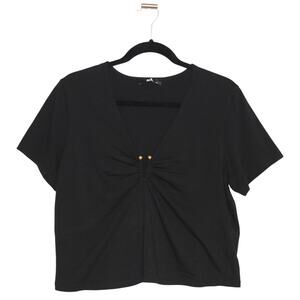 adL Gold Hook Detailed Black Short Sleeve T-shirt Size XL